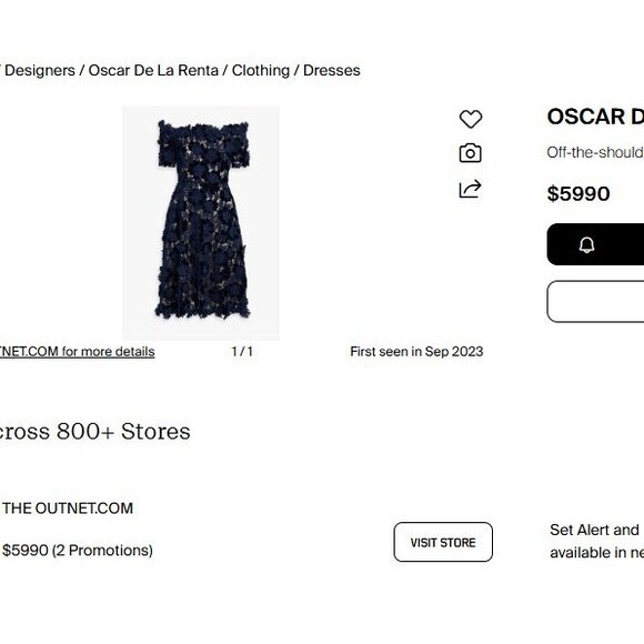 NWT.$5990 OSCAR DE LA RENTA Off-the-shoulder Velvet And Guipure Lace Dress Sz 14 - Picture 10 of 10